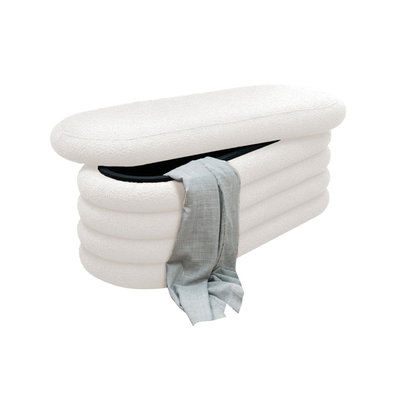 Benjermen 108cm Wide Oval Ottoman with Storage, White