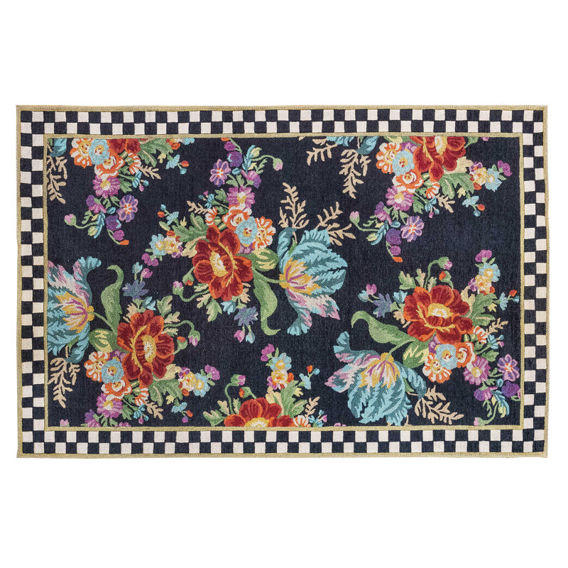 Flower Market Washable Rug, Rectangle 5' x 7'6"