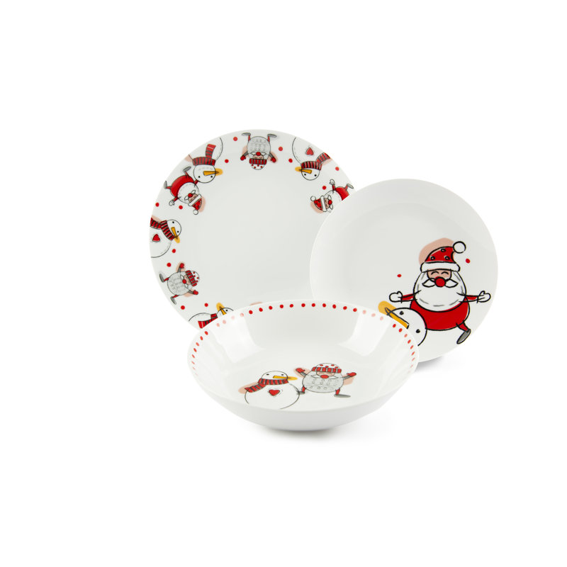 Snowman Porcelain China Dinnerware Set 18 Piece - Service for 6