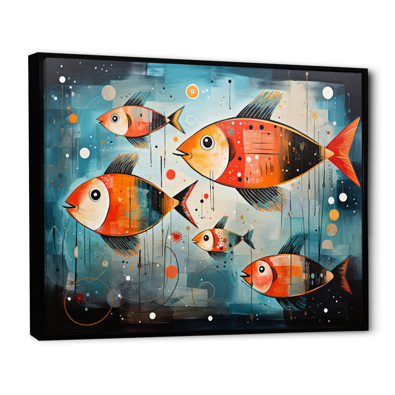 " Minimalism Fish Collages II ", Cadre flottant noir, H 24 po x l 32 po x P 1 po