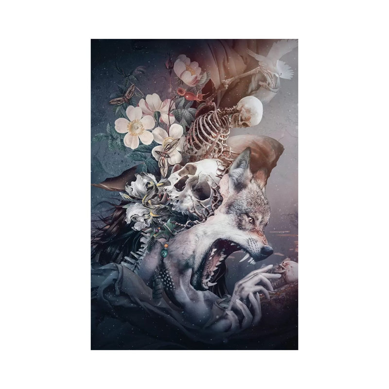 Wolf In Moonlight by Riza Peker - Wrapped Canvas Print, 66.04 cm H x 45.72 cm W x 1.91 cm D