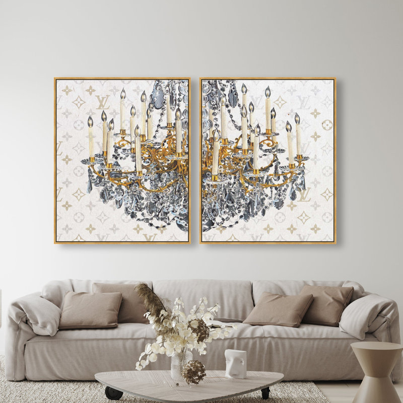 Oliver Gal Fancy Lights Set Fashion and Glam - Heavy Gel Top Coat Framed Canvas Art, 31" H x 25" W, Gold