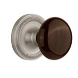 Rope Rosette with Brown Porcelain Door Knob