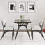 Ensemble de table de salle à manger pour 4 tables de cuisine avec chaises Boucle pour 4 tables de salle à manger rectangulaires modernes avec support de rangement pour petit fauteuil beige et noir-703827234-703827235