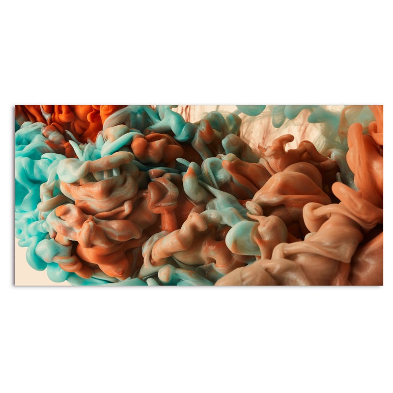 Encre rouge et rose liquide, impression sur toile, H 8 po x l 12 po x P 1 po, Toile tendue