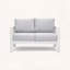 Causeuse de patio en aluminium antirouille avec coussins épais gris clair et structure blanche-157149046