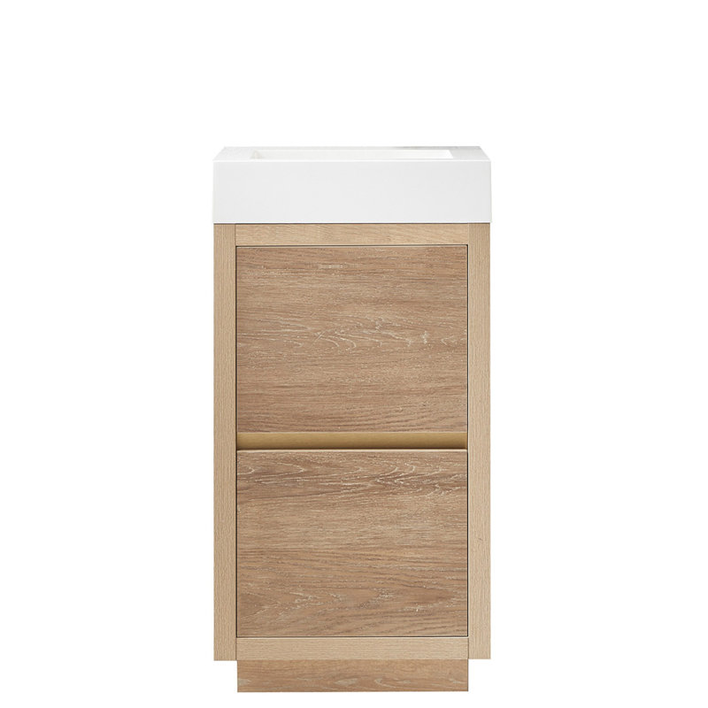 Ensemble de meuble-lavabo simple 18 po, Chêne nord-américain, Blanc