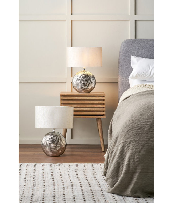 Mabel Ceramic Table Lamp, Silver, Grey