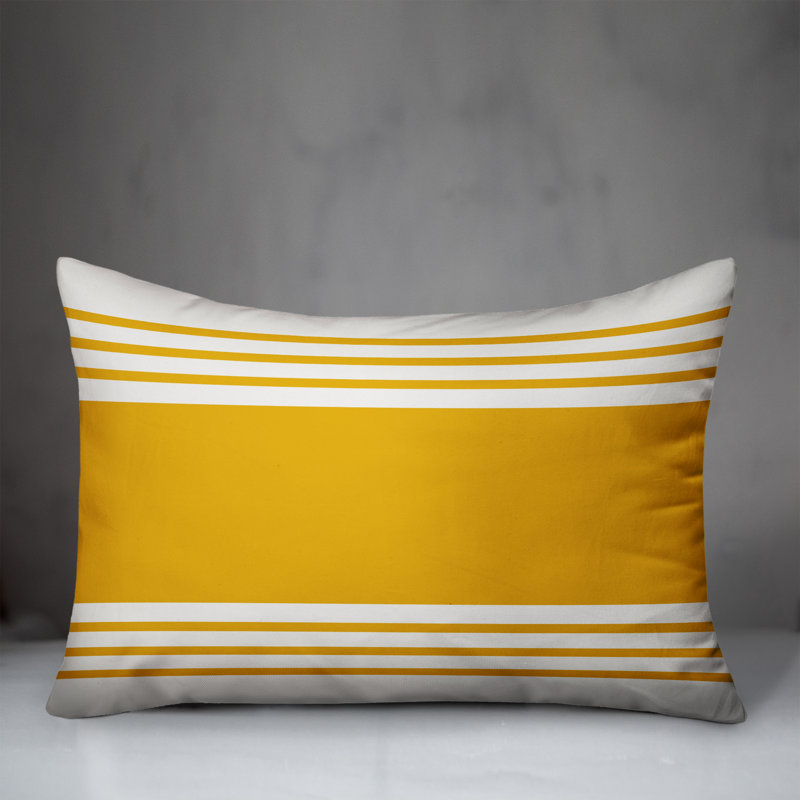 Farmhouse Striped Throw Pillow, Yellow/White