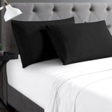 2-Piece Standard Pillowcase Set Hotel Collection - Twin, Twin XL, Full, Queen - Wrinkle & Fade Resistant Double Brushed Ultra Soft Microfiber - Black, Standard (20" X 30")