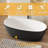 55 In. X 30.7 In. Solid Surface Freestanding Flatbottom Soaking Bathtub With Drain In Black And White-125044965