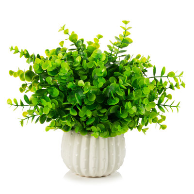 10'' Faux Eucalyptus Grass in Ceramic Pot