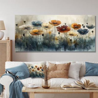 Hiver, minimalisme, coquelicots, champ I - coquelicots, art mural
