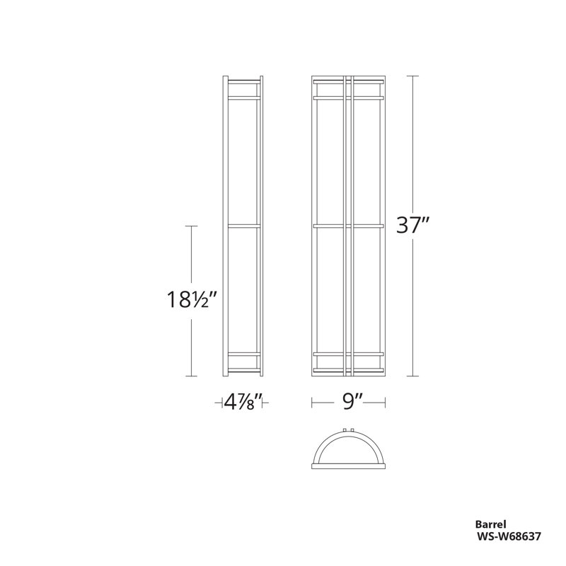 Skyscraper Outdoor Dimmable LED Flush Mount, Bronze, 2700K, 37" H x  9" W x 4.875" D