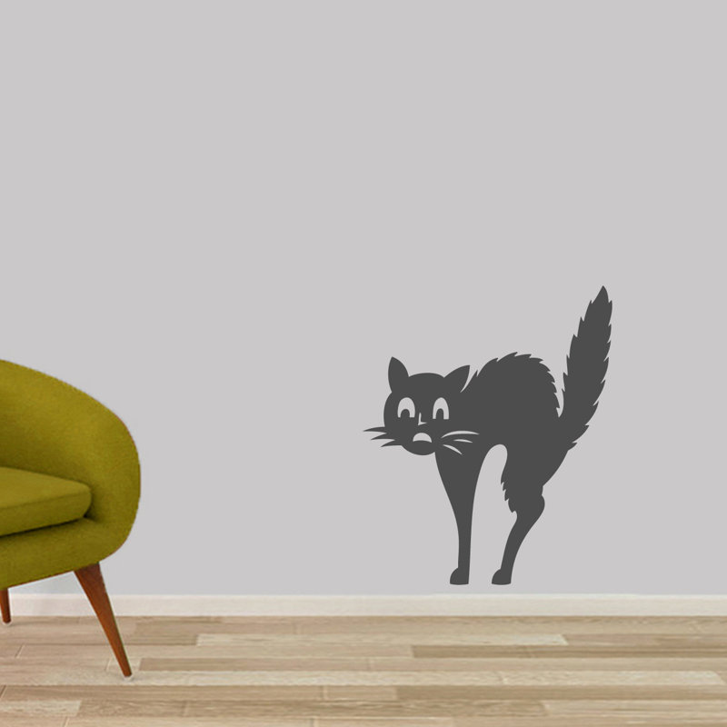 Décalcomanie murale effrayé-chat, Gris foncé