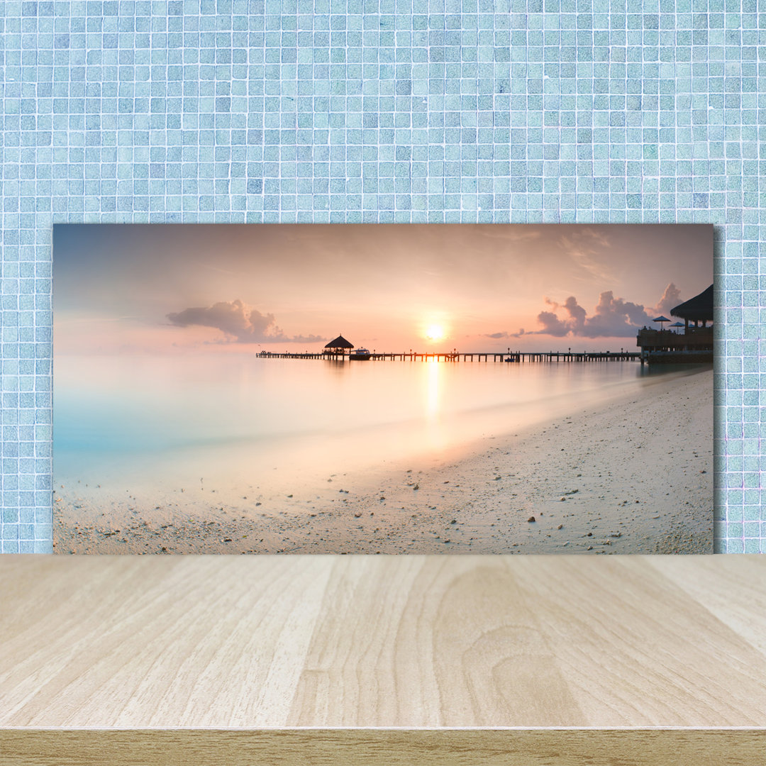 50 cm x 100 cm Glas Spritzschutzpaneel Maldives Beach