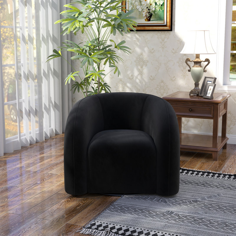 Fauteuil demi-tonneau pivotant Bricyn, Noir