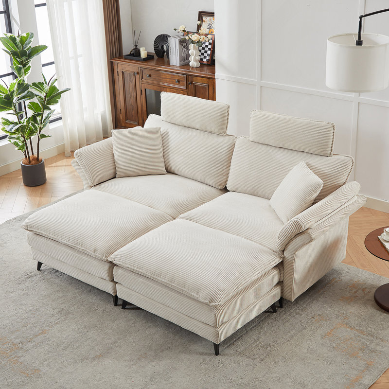 Canapé modulaire à assise profonde 85,8 po, Beige