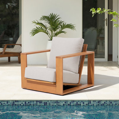 Outdoor Eucalyptus Single Chair With Cushions