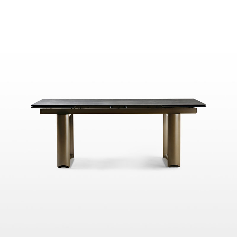Rectangular Extendable Dining Table With Sintered Stone, Black (78"-118")