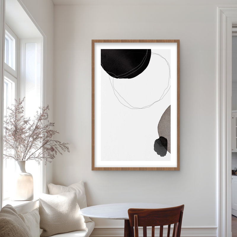 Diamètre - reproduction matelassée encadrée abstraite blanche pour la décoration intérieure, Brun