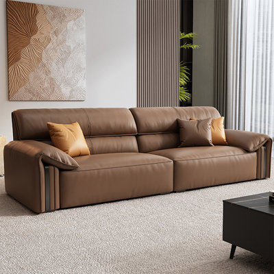 Brown Genuine Leather Modular Sofa cushion couch