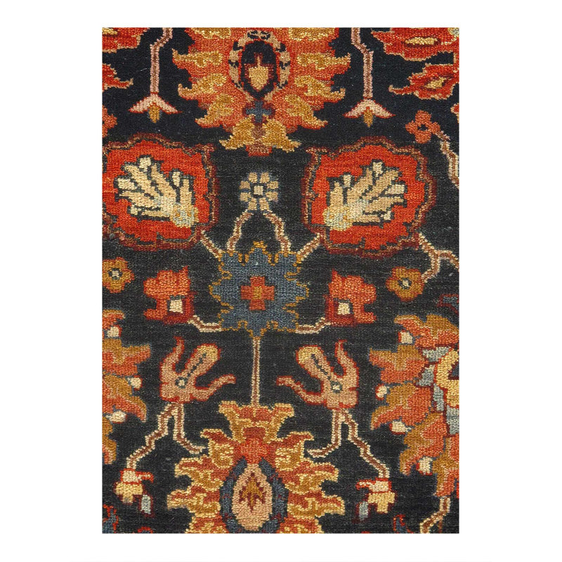 Motif persan noué à la main de couleur bleu marine Gresham 2 pi x 3 pi