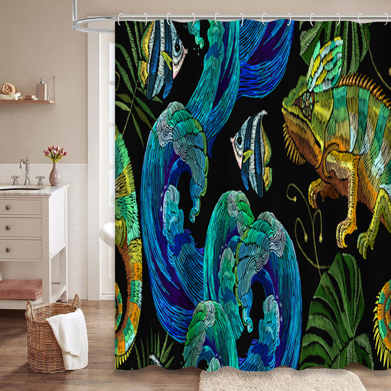 Rideau de douche coloré avec 12 crochets, L 72 po x l 78 po