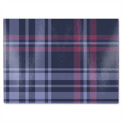 Tartan Plaid Pattern Glass Chopping Board