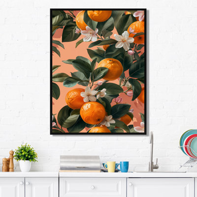 Décoration murale orange orange et arbres verts II - fruits