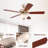 52" Ceiling Fans with Lights, Pull Chain and Remote Control, Reversible AC Motor, Walnut/Silver Reversible Blades, Flush Mount and Downrod Mount, for Bedroom and Living Room