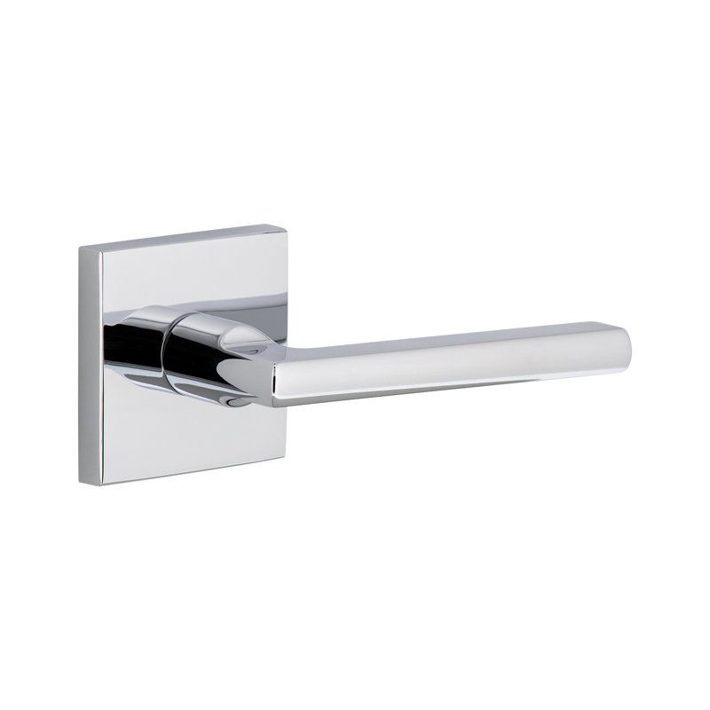 Viaggio Quadrato Rosette Privacy (Bed & Bath) with Milano Lever, Right, 2.75", Bright Chrome