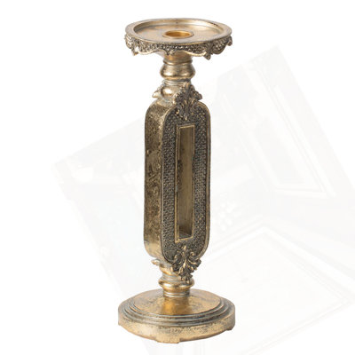 D4.3X11" Antique Gold Cutout Candle Holder