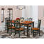 Ensemble de mobilier de salle à manger 7 pièces composé d'une table de cuisine rectangulaire avec rallonge papillon et 6 chaises, noir et cerise-214950899