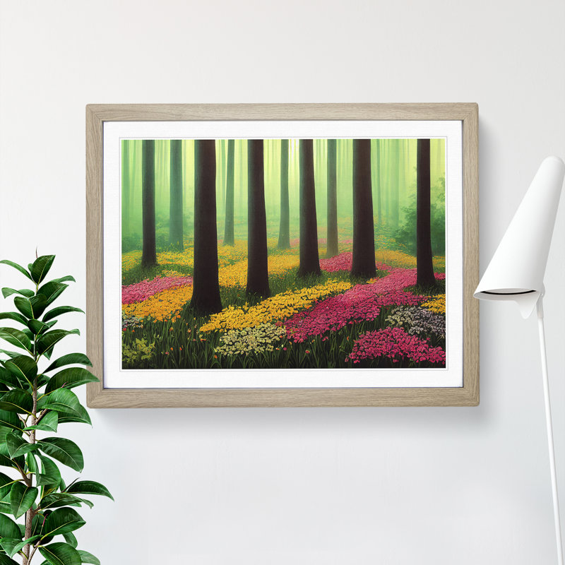 An Alluring Spring Forest - Single Picture Frame Print, Oak, 46cm H x 64cm W x 2cm D