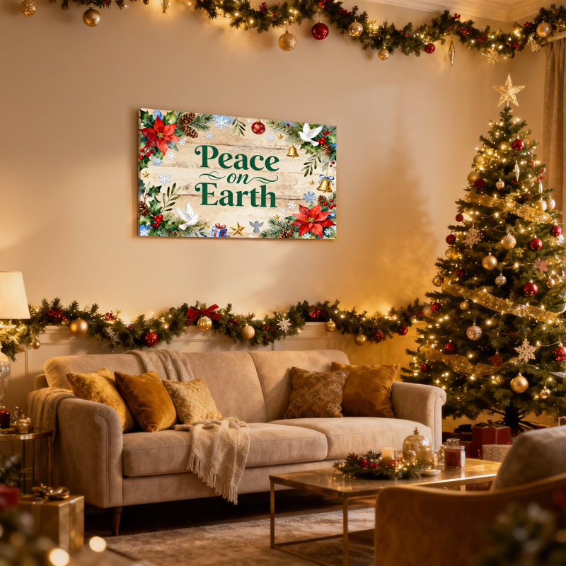 Paix de Noël sur terre, ensemble de 3 reproductions d'art sur toile, H 12 po x l 18 po