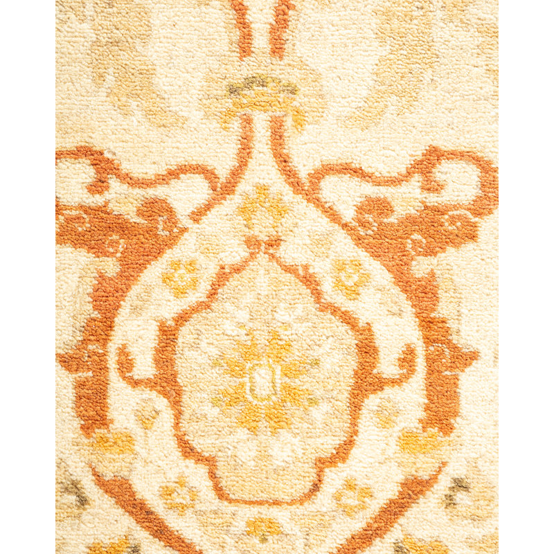 Tapis ivoire en laine noué à la main de conception unique 8 pi 2 po x 10 pi 4 po Daichi