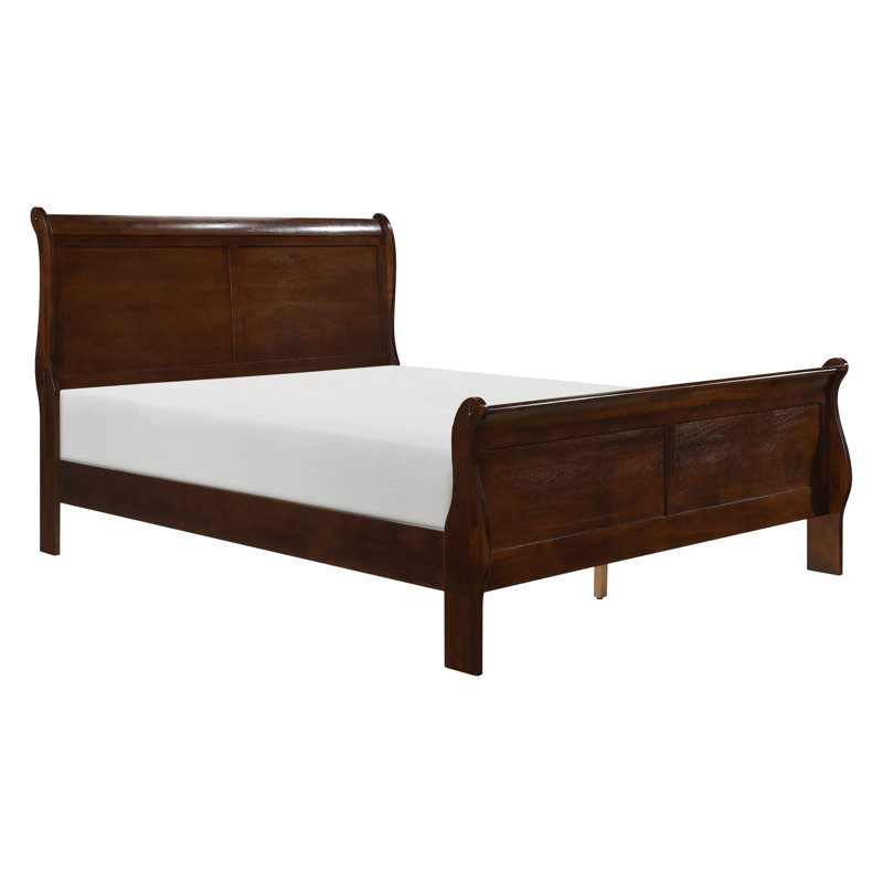 Lit double avec finition cerisier brun, mobilier de chambre traditionnel pour une nuit de cerisier confortable, sommeil animé en bois