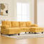 Canapé modulaire en U en chenille de 103,5 po avec double méridienne, poches de rangement et coussins d'accoudoirs pour le salon, jaune-389010390