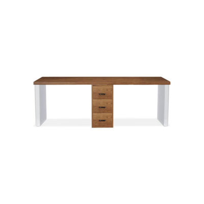 Bureau en bois massif avec pieds en acrylique et armoire