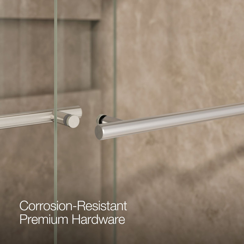 Levity Plus Less Sliding Shower Door, 77-9/16 In. H X 56-5/8 - 59-5/8 In. W, With 5/16 In.-Thick Crystal Clear Glass, Silver