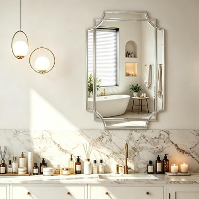 Miroir rectangulaire biseauté 30 "x 20" avec cadre géométrique