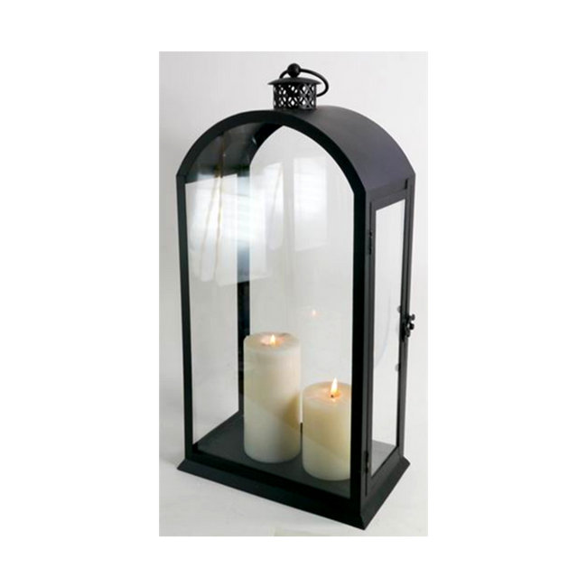 Black Arched Metal & Glass Lantern