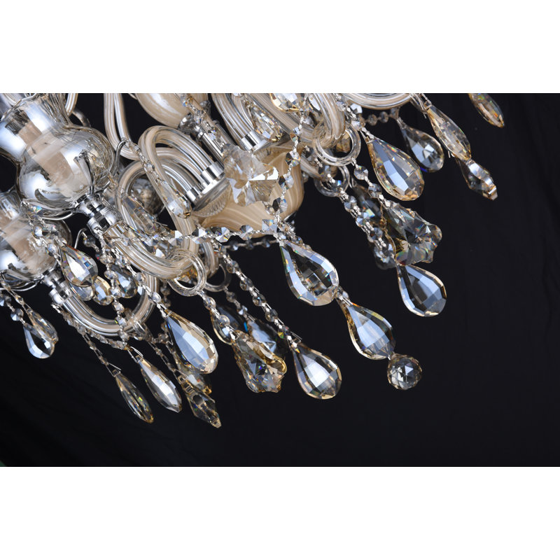 Lustre empire 6 lumières de style bougie Tedeschi, Chrome / teck