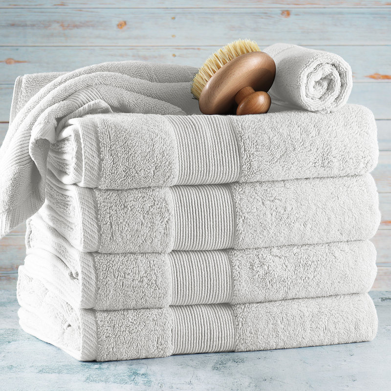 Ensemble de serviettes 6 pièces 100% coton Danni-Leigh., Blanc, Ensemble de 6 serviettes de bain