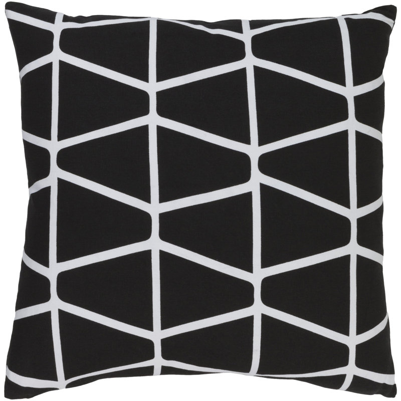 Somerset Geometric Cotton Pillow Cover, Black\Neutral, 22" H x 22" W x 0.25" D