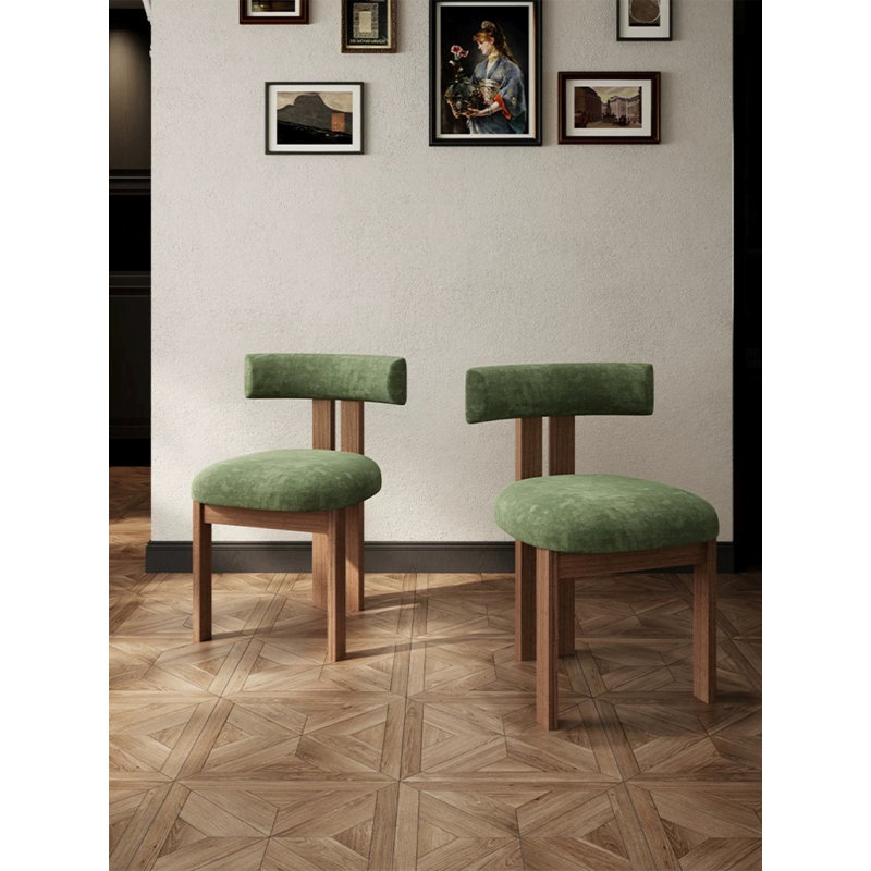 Chaise de salle à manger rembourrée Crutcher, Velours vert