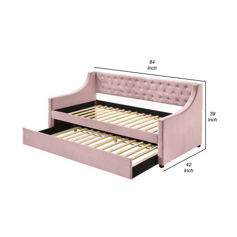 Deshion Upholstered Daybed, Pink, Twin