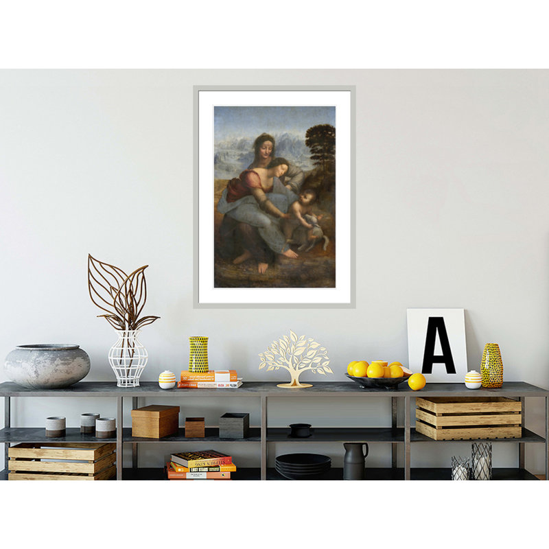 Vierge à l'enfant avec Sainte-Anne par Léonard de Vinci, impression giclée encadrée, H 41,5 po x l 30,23 po