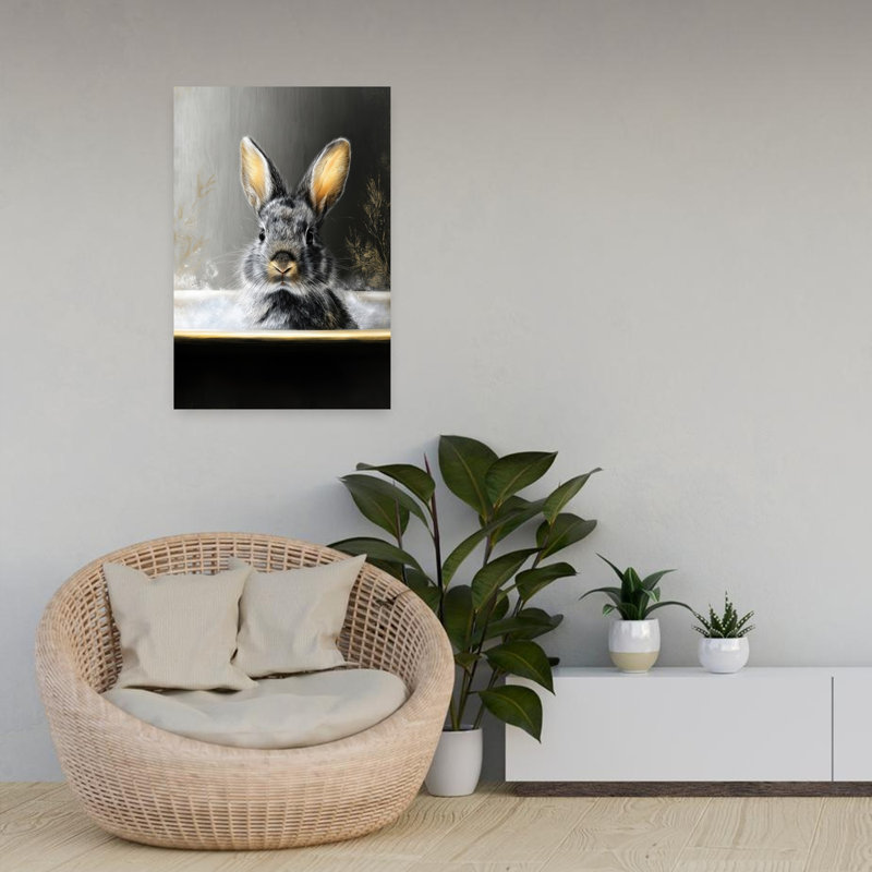 Rabbit In Bathtube 4 by Justyna Jaszke - Wrapped Canvas Print, 60.96 cm H x 40.64 cm W